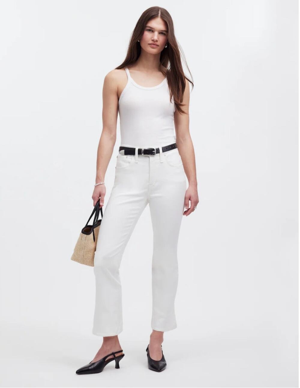 Madewell Jeans Women Size 25 Petite White Mid-Rise Kick-Out Flare NWT FLAW
